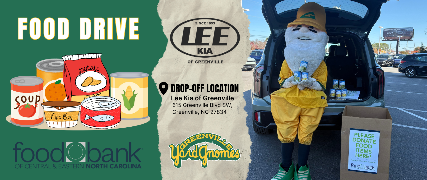 Lee Kia, Yard Gnomes Team Up for Holiday Food Drive